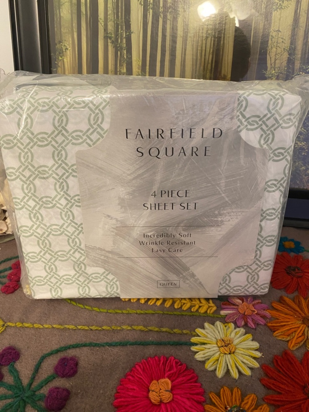 Queen 4-Piece Sheet Set - Sage Pattern